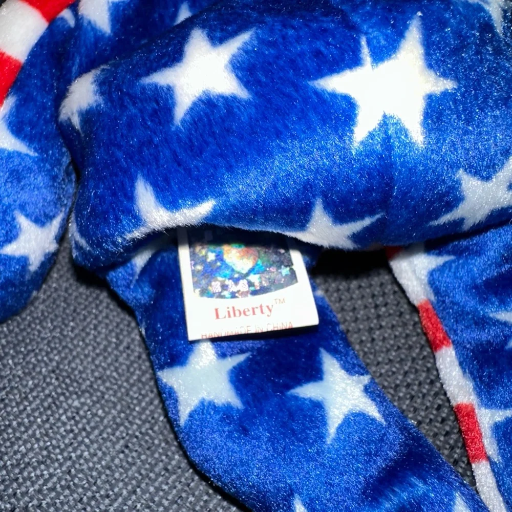 Ty Beanie Baby Liberty Bear Red, White & Blue 4531 NWT Vintage P.E. Pellets